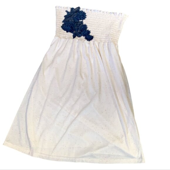 Maurices Strapless Dress Smocked Bodice Floral Applique Sz M 10H - Picture 2 of 7